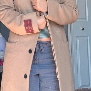 Aritzia Camel Wool Blend Coat with hood